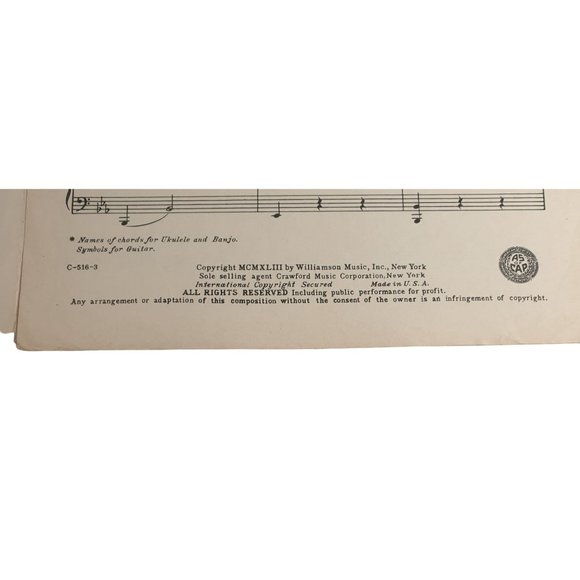 Oh What A Beautiful Mornin 1943 Vintage Sheet Music Piano Voice Oklahoma - Picture 4 of 4